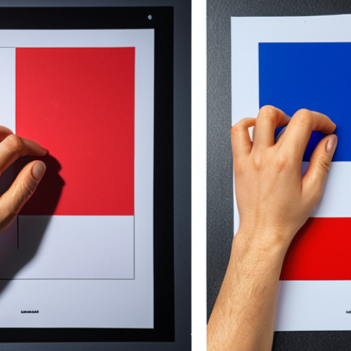 **

Prompt: Color correction in a promotional poster. Before: Washed out, unbalanced colors. After: Vibrant, balanced hues, professional look. Hands subtly adjusting sliders in Photoshop. Illustrates the power of color correction for visual impact. Polish flag in background.

**